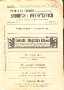 1913, Przegląd chorób skórnych i wenerycznych nr 10-11