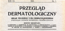Przegląd chorób skórnych i wenerycznych Rocznik XX 1925. Nr 1