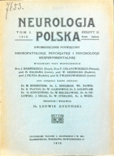Neurologja Polska : dwumiesięcznik poświęcony neuropatologji, psychjatrji i psychologji eksperymentalnejT. I nr 2