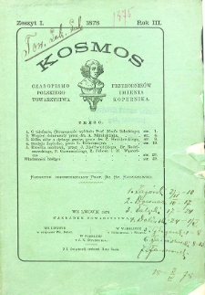 Kosmos: czasopismo Polskiego Towarzystwa Przyrodników im. Kopernika. Zeszyt 1