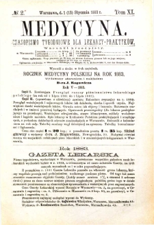 Medycyna czasopismo tygodniowe dla lekarzy praktycznych 1883 T. XI nr 2