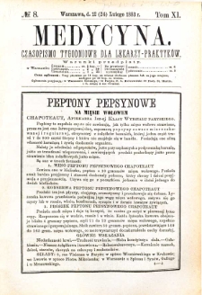 Medycyna czasopismo tygodniowe dla lekarzy praktycznych 1883 T. XI nr 8