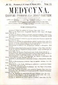 Medycyna czasopismo tygodniowe dla lekarzy praktycznych 1883 T. XI nr 10