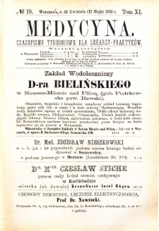 Medycyna czasopismo tygodniowe dla lekarzy praktycznych 1883 T. XI nr 19