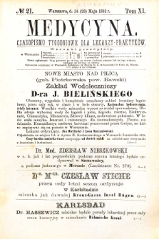 Medycyna czasopismo tygodniowe dla lekarzy praktycznych 1883 T. XI nr 21