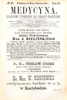 Medycyna czasopismo tygodniowe dla lekarzy praktycznych 1883 T. XI nr 23