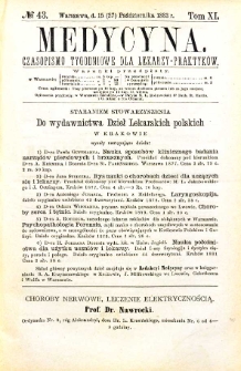 Medycyna czasopismo tygodniowe dla lekarzy praktycznych 1883 T. XI nr 43