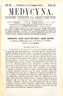 Medycyna czasopismo tygodniowe dla lekarzy praktycznych 1883 T. XI nr 45