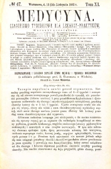 Medycyna czasopismo tygodniowe dla lekarzy praktycznych 1883 T. XI nr 47