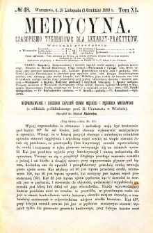 Medycyna czasopismo tygodniowe dla lekarzy praktycznych 1883 T. XI nr 48