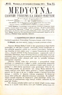 Medycyna czasopismo tygodniowe dla lekarzy praktycznych 1883 T. XI nr 49