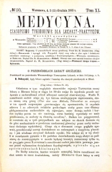 Medycyna czasopismo tygodniowe dla lekarzy praktycznych 1883 T. XI nr 50