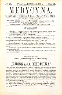 Medycyna czasopismo tygodniowe dla lekarzy praktycznych 1883 T. XI nr 51