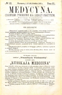 Medycyna czasopismo tygodniowe dla lekarzy praktycznych 1883 T. XI nr 52