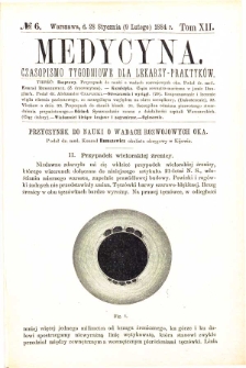 Medycyna czasopismo tygodniowe dla lekarzy praktycznych 1884 T. XII nr 6