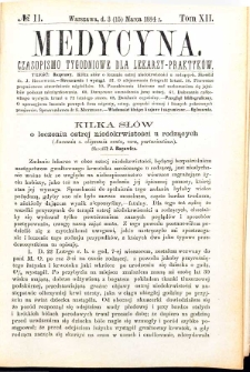 Medycyna czasopismo tygodniowe dla lekarzy praktycznych 1884 T. XII nr 11