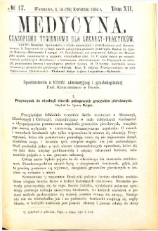 Medycyna czasopismo tygodniowe dla lekarzy praktycznych 1884 T. XII nr 17