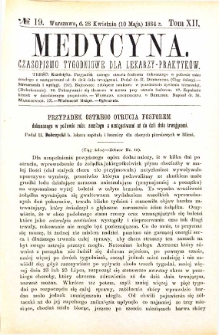 Medycyna czasopismo tygodniowe dla lekarzy praktycznych 1884 T. XII nr 19