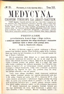 Medycyna czasopismo tygodniowe dla lekarzy praktycznych 1884 T. XII nr 25