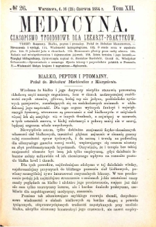 Medycyna czasopismo tygodniowe dla lekarzy praktycznych 1884 T. XII nr 26