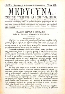 Medycyna czasopismo tygodniowe dla lekarzy praktycznych 1884 T. XII nr 28