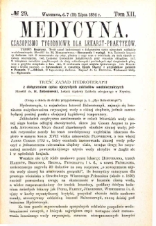 Medycyna czasopismo tygodniowe dla lekarzy praktycznych 1884 T. XII nr 29