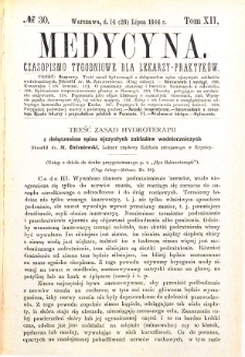 Medycyna czasopismo tygodniowe dla lekarzy praktycznych 1884 T. XII nr 30