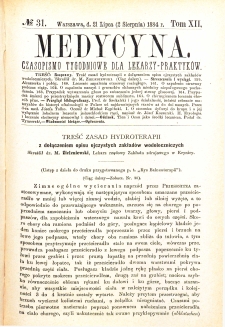 Medycyna czasopismo tygodniowe dla lekarzy praktycznych 1884 T. XII nr 31