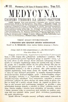 Medycyna czasopismo tygodniowe dla lekarzy praktycznych 1884 T. XII nr 32