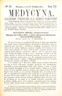 Medycyna czasopismo tygodniowe dla lekarzy praktycznych 1884 T. XII nr 39