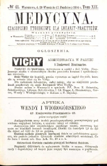 Medycyna czasopismo tygodniowe dla lekarzy praktycznych 1884 T. XII nr 41