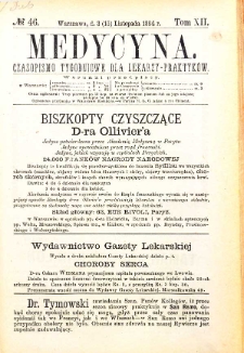 Medycyna czasopismo tygodniowe dla lekarzy praktycznych 1884 T. XII nr 46