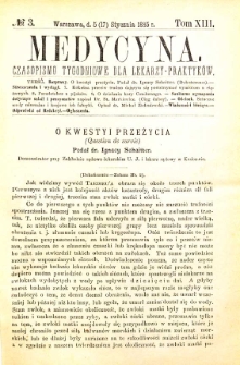 Medycyna czasopismo tygodniowe dla lekarzy praktycznych 1885 T. XIII nr 3