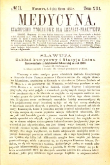 Medycyna czasopismo tygodniowe dla lekarzy praktycznych 1885 T. XIII nr 11