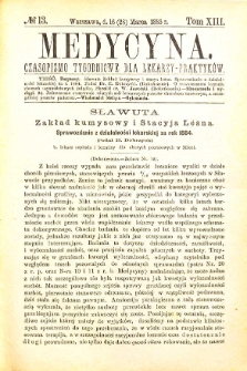 Medycyna czasopismo tygodniowe dla lekarzy praktycznych 1885 T. XIII nr 13