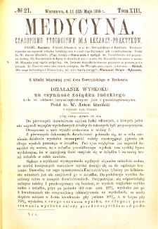 Medycyna czasopismo tygodniowe dla lekarzy praktycznych 1885 T. XIII nr 21