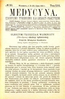 Medycyna czasopismo tygodniowe dla lekarzy praktycznych 1885 T. XIII nr 30