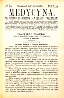 Medycyna czasopismo tygodniowe dla lekarzy praktycznych 1885 T. XIII nr 33