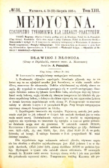 Medycyna czasopismo tygodniowe dla lekarzy praktycznych 1885 T. XIII nr 34
