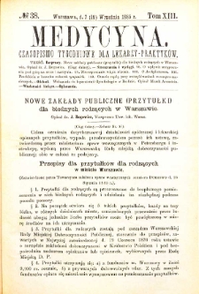 Medycyna czasopismo tygodniowe dla lekarzy praktycznych 1885 T. XIII nr 38