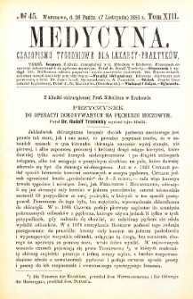 Medycyna czasopismo tygodniowe dla lekarzy praktycznych 1885 T. XIII nr 45