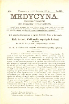 Medycyna czasopismo tygodniowe dla lekarzy praktycznych 1888-1889 T. XVII nr 4