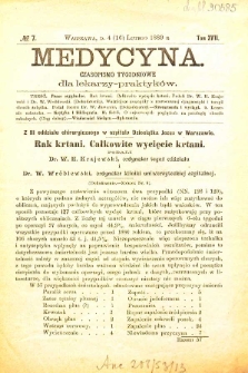 Medycyna czasopismo tygodniowe dla lekarzy praktycznych 1888-1889 T. XVII nr 7