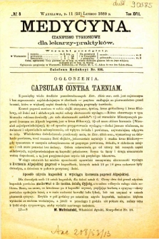 Medycyna czasopismo tygodniowe dla lekarzy praktycznych 1888-1889 T. XVII nr 8