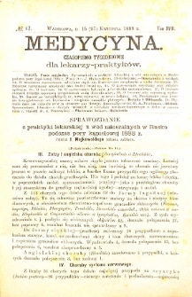Medycyna czasopismo tygodniowe dla lekarzy praktycznych 1888-1889 T. XVII nr 17