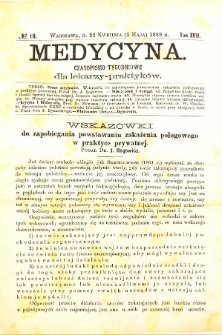 Medycyna czasopismo tygodniowe dla lekarzy praktycznych 1888-1889 T. XVII nr 18