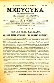 Medycyna czasopismo tygodniowe dla lekarzy praktycznych 1888-1889 T. XVII nr 21