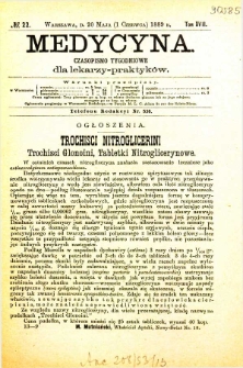Medycyna czasopismo tygodniowe dla lekarzy praktycznych 1888-1889 T. XVII nr 22