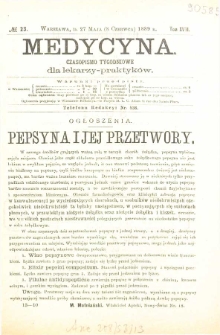 Medycyna czasopismo tygodniowe dla lekarzy praktycznych 1888-1889 T. XVII nr 23