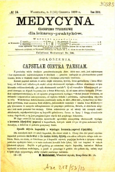 Medycyna czasopismo tygodniowe dla lekarzy praktycznych 1888-1889 T. XVII nr 24
